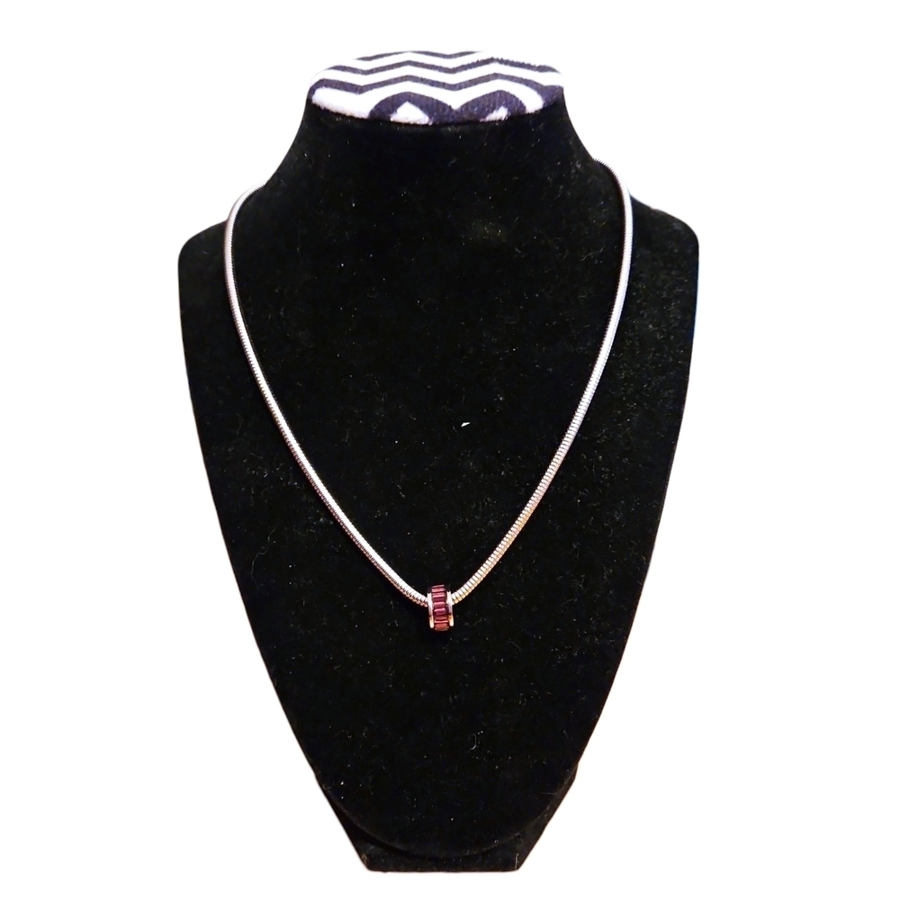 Silver Necklace with Purple Amethyst Gem Accent
